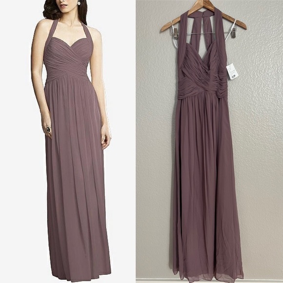 Nordstrom Dessy Bridesmaid Maxi Gown Dress NWT Purple Mauve Long - Picture 1 of 10